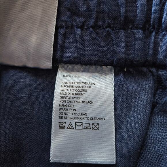 Tommy Bahama Womens Large Linen Drawstring Pants Navy Blue Relaxed Loungewear - Picture 10 of 10